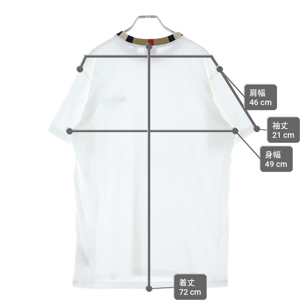 BURBERRY(バーバリー) 22SS ネックチェックロゴクルーネック半袖Tシャツカットソー ホワイト 8069539