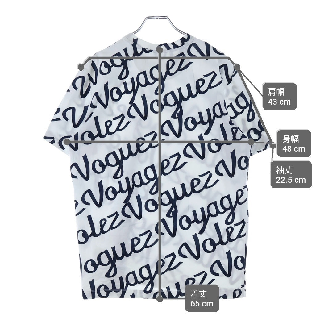 LOUIS VUITTON(ルイヴィトン) 16AW VOGUEZ VOYAGEZ Tee RM162 JPD HAY92W ヴォゲ ヴォワヤジェ 総柄 コットン クルーネック半袖Tシャツ カットソー ホワイト/ブラック