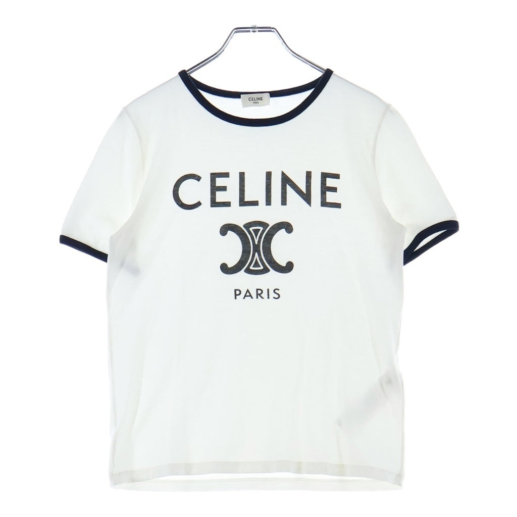 CELINE(セリーヌ) PARIS TEE パリス フロントロゴ プリント半袖Tシャツ カットソー ホワイト 2X872671Q