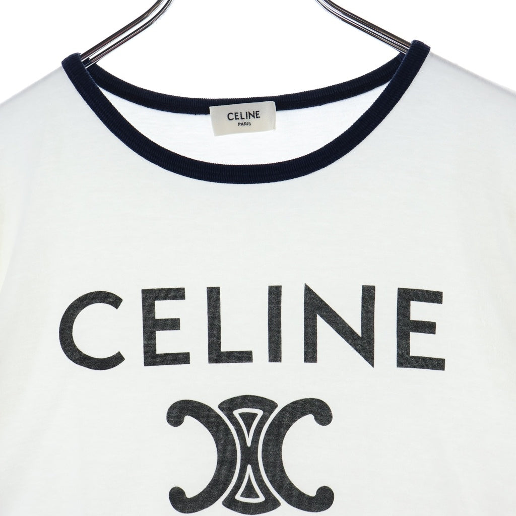 CELINE(セリーヌ) PARIS TEE パリス フロントロゴ プリント半袖Tシャツ カットソー ホワイト 2X872671Q
