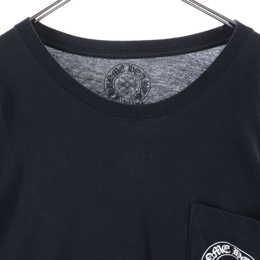 CHROME HEARTS(クロムハーツ) FLRL CRS HORSESHOE LS TEE アームフローラルクロス バックホースシュー クルーネック長袖Tシャツカットソー ブラック