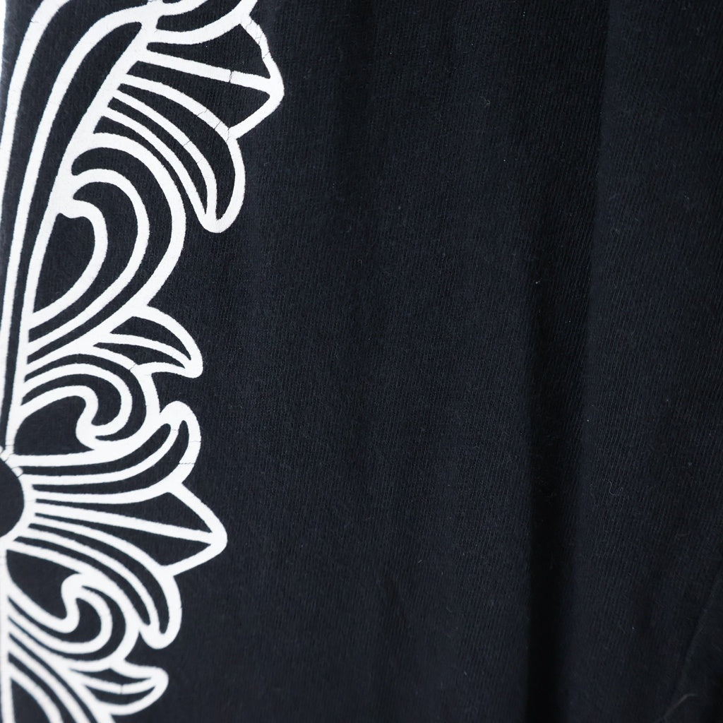 CHROME HEARTS(クロムハーツ) FLRL CRS HORSESHOE LS TEE アームフローラルクロス バックホースシュー クルーネック長袖Tシャツカットソー ブラック