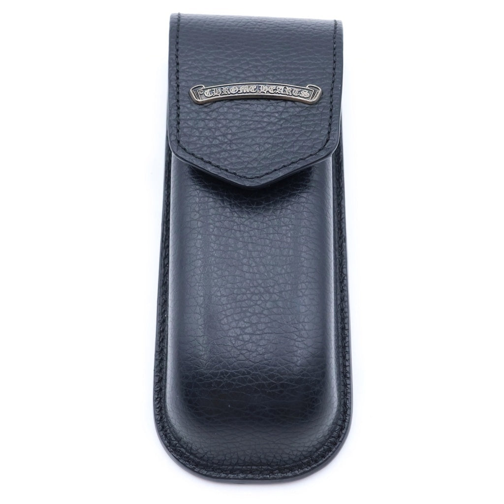 CHROME HEARTS(クロムハーツ) CASE スクロールラベル レザーメガネケース ブラック
