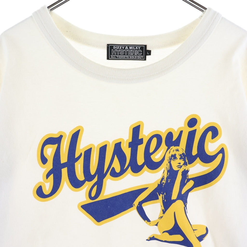 HYSTERIC GLAMOUR(ヒステリックグラマー) 25SS HYSTERIC LEAGUE ヒステリック リーグ フロントロゴプリント クルーネック半袖Tシャツ カットソー ホワイト 02251CT08
