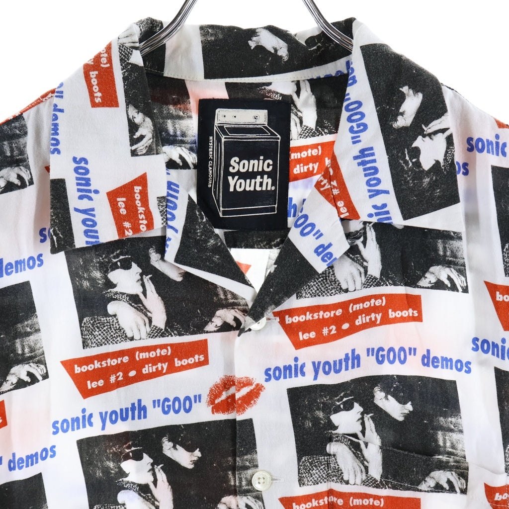 HYSTERIC GLAMOUR(ヒステリックグラマー) 22SS ×SONIC YOUTH GOO DEMOS ソニックユース グーデモス柄 オープンカラー 半袖シャツ マルチ 02221AH06