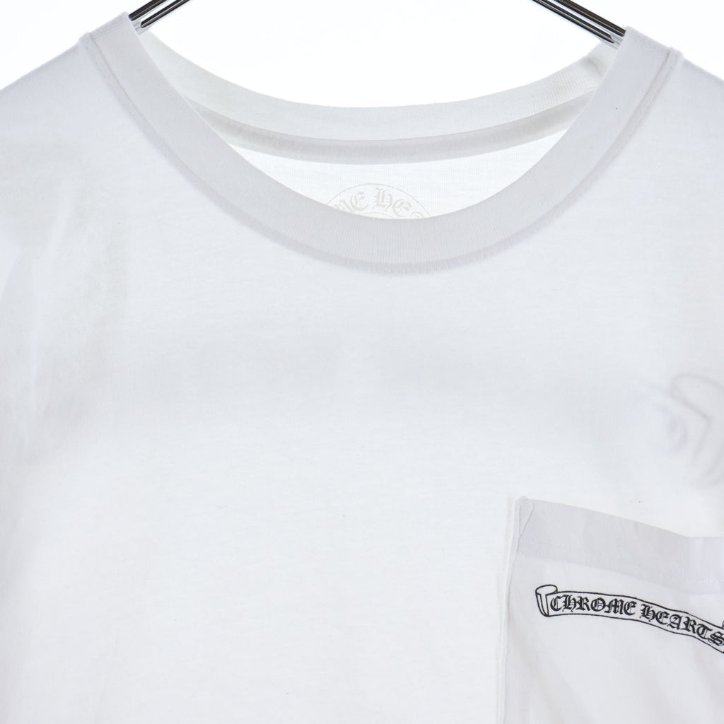 CHROME HEARTS(クロムハーツ) SCROLL LABEL T-SHIRT スクロールラベルプリント クルーネックポケット 半袖Tシャツ カットソー ホワイト