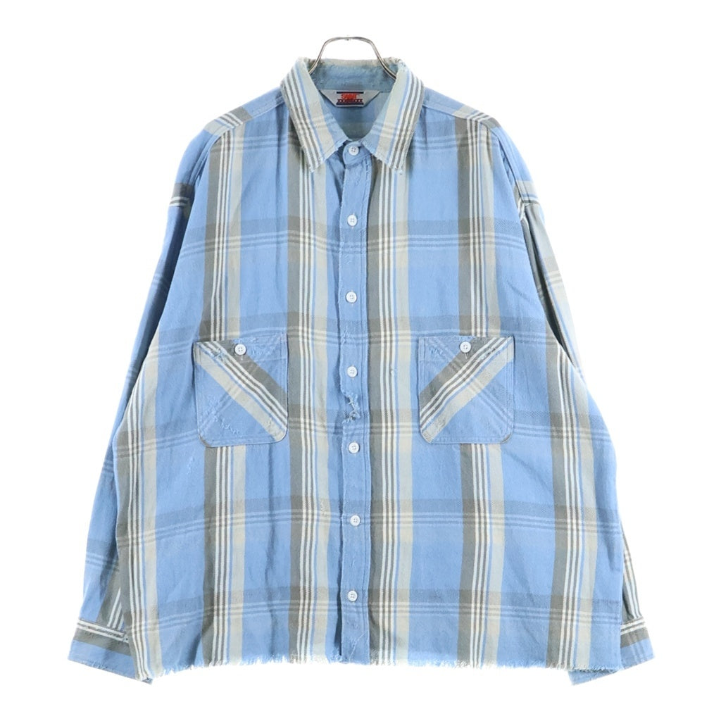 SAINT MICHAEL(セントマイケル) 23SS CHECK FRANNEL SHIRT チェックフランネル 長袖シャツ ライトブルー SM-S23-0000-040