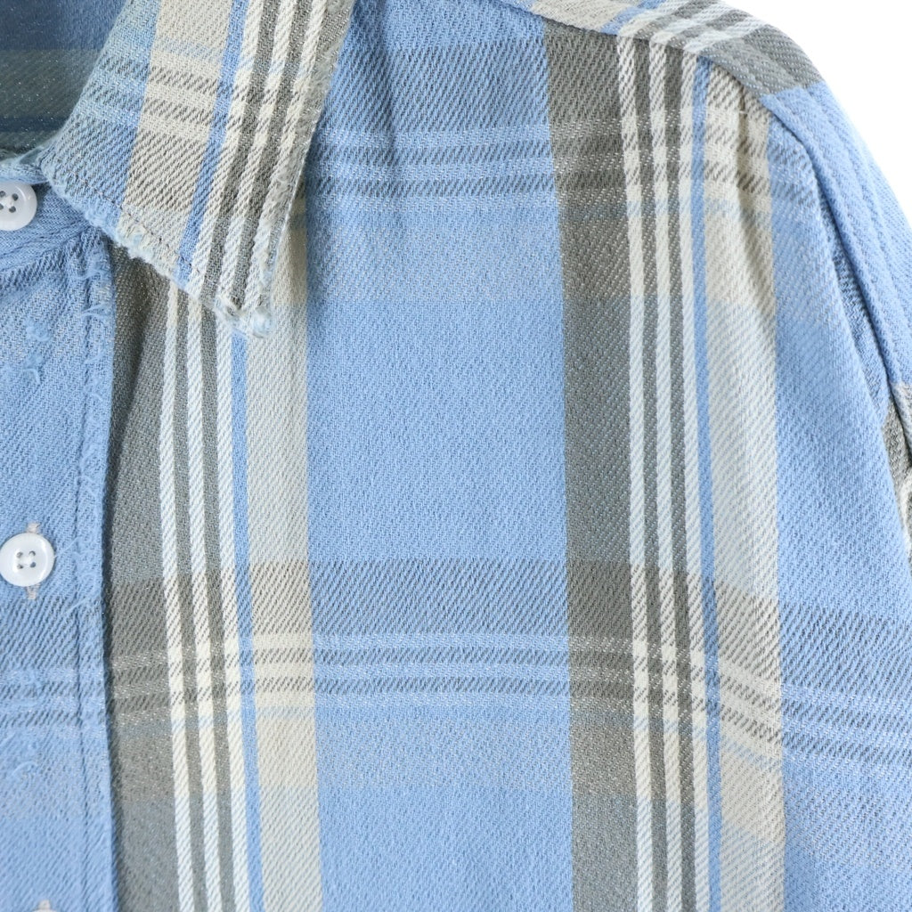 SAINT MICHAEL(セントマイケル) 23SS CHECK FRANNEL SHIRT チェックフランネル 長袖シャツ ライトブルー SM-S23-0000-040