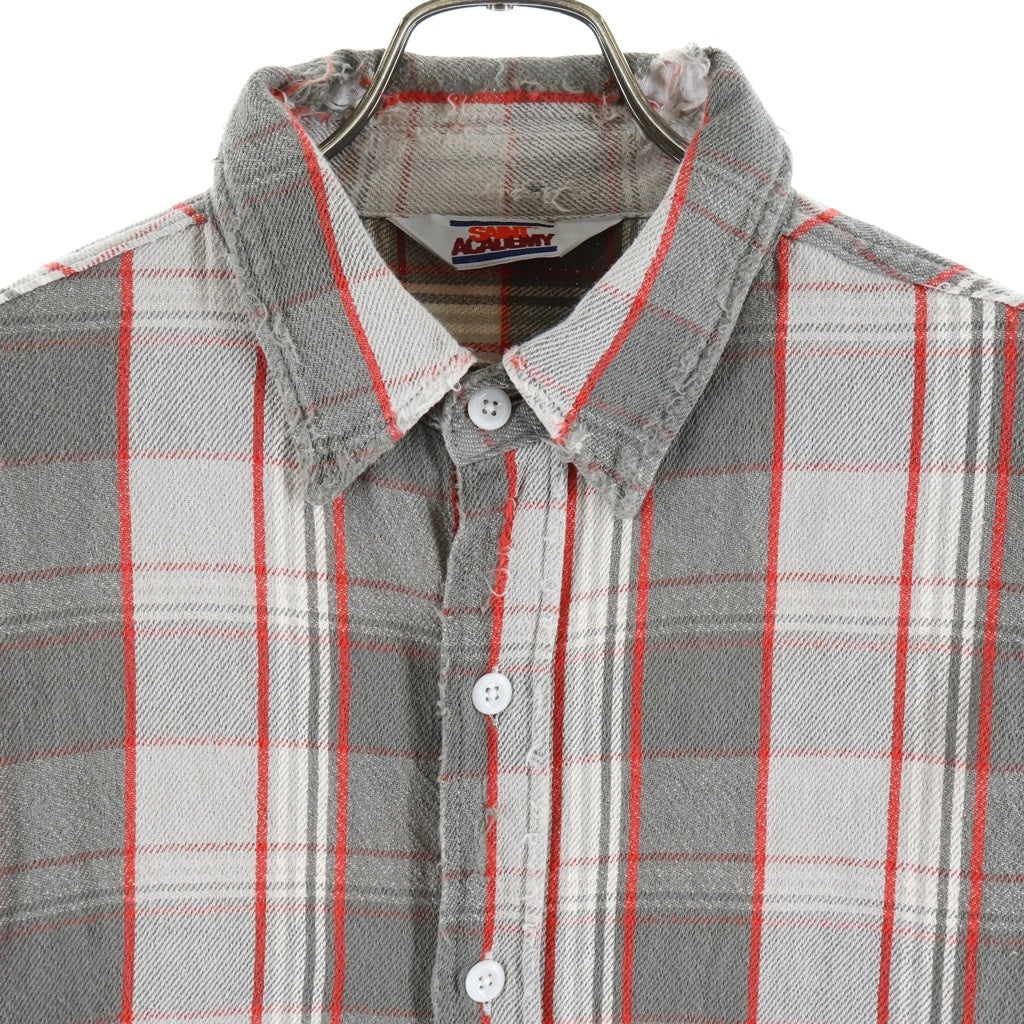 SAINT MICHAEL(セントマイケル) 22AW ×SHERMER ACADEMY FRANNEL SHIRT RED シャーマーアカデミー フランネル 長袖シャツ グレー/レッド SM-A22-0000-060