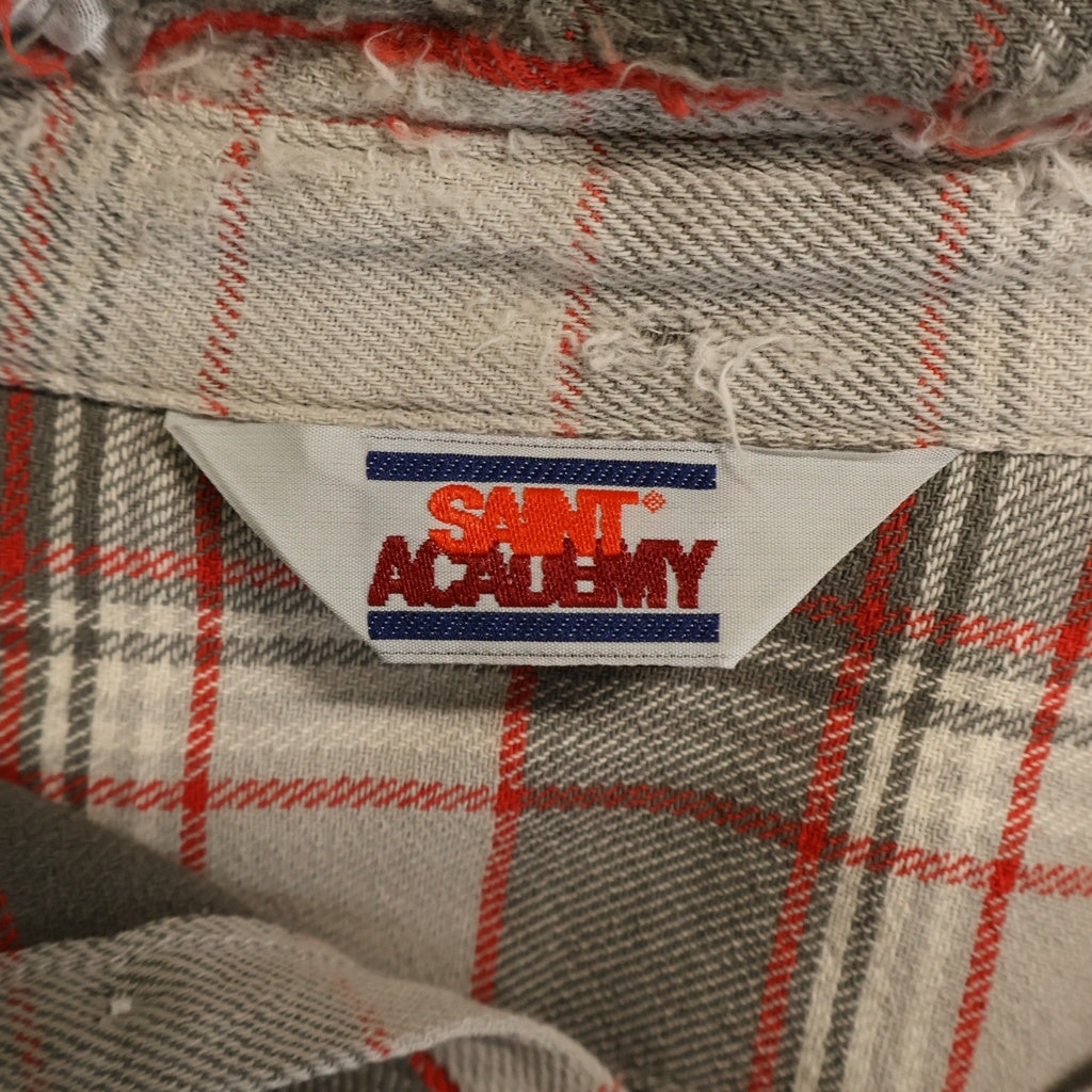 SAINT MICHAEL(セントマイケル) 22AW ×SHERMER ACADEMY FRANNEL SHIRT RED シャーマーアカデミー フランネル 長袖シャツ グレー/レッド SM-A22-0000-060