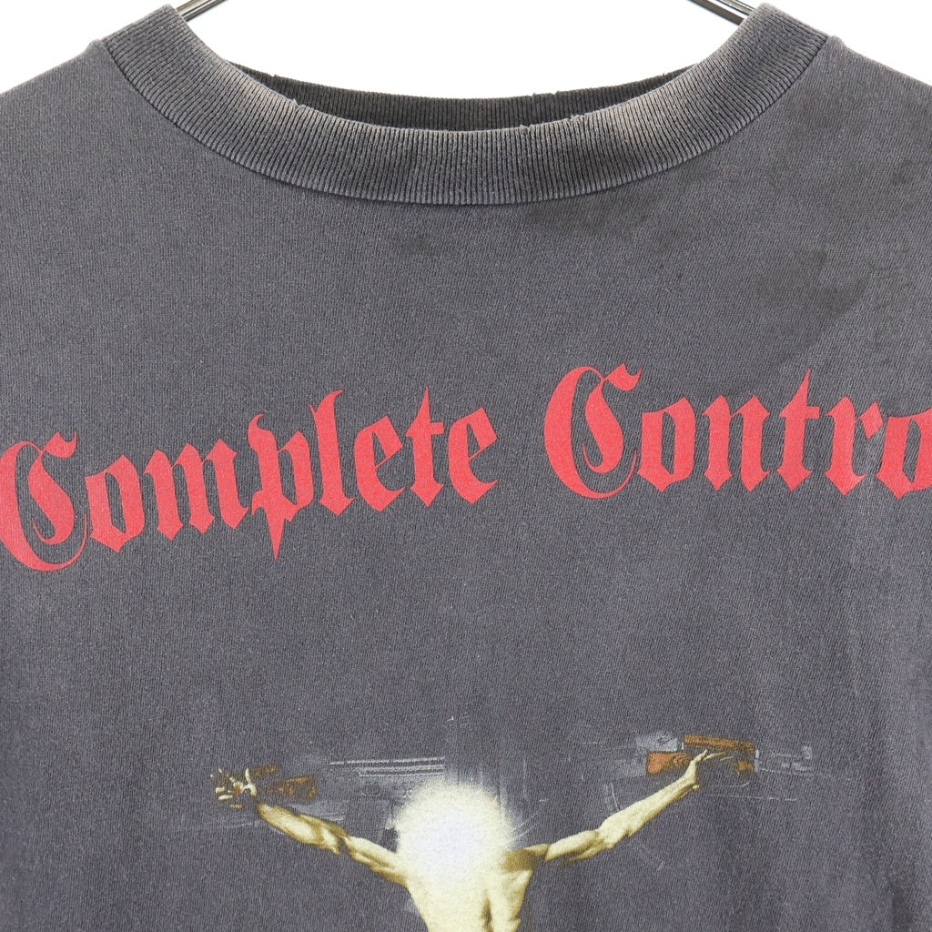 SAINT MICHAEL(セントマイケル) 25SS × Kosuke Kawamura KK_LS TEE/COMPLETE CONTRL 河村康輔 ヴィンテージ加工 両面プリント 長袖Tシャツ カットソー グレー SM-HR8-0000-C26