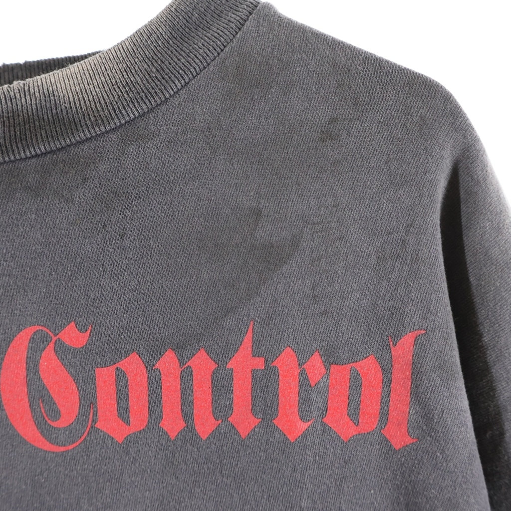 SAINT MICHAEL(セントマイケル) 25SS × Kosuke Kawamura KK_LS TEE/COMPLETE CONTRL 河村康輔 ヴィンテージ加工 両面プリント 長袖Tシャツ カットソー グレー SM-HR8-0000-C26