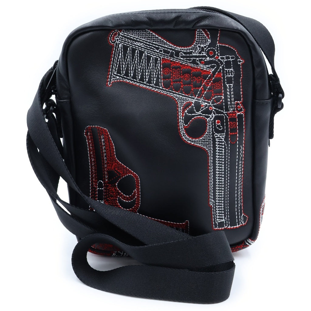 SUPREME(シュプリーム) 26SS Guns Embroidered Leather Shoulder Bag ガンズエンブロイダリー レザー ショルダーバッグ ブラック レディース