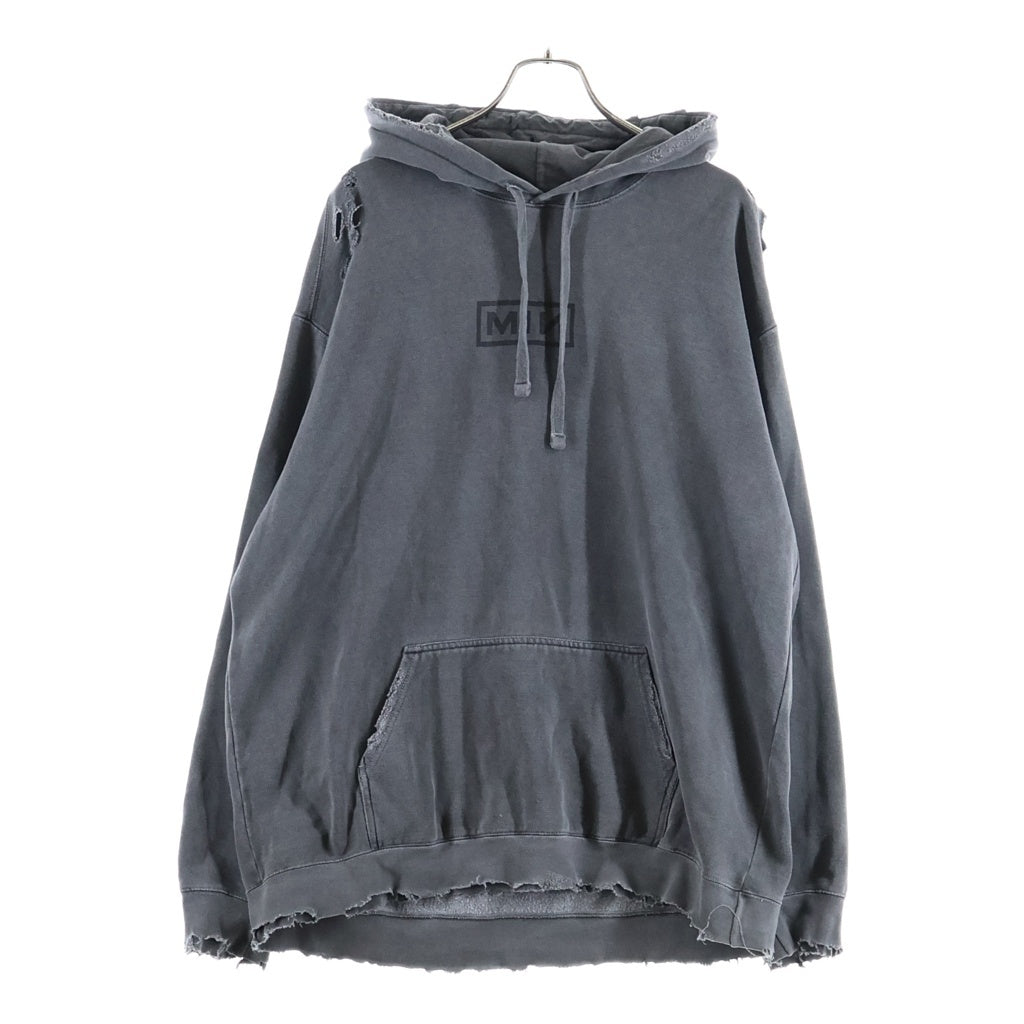 MINUS(マイナス) Bootleg Hoodie ブートレグ フロントプリント プルオーバーフーディーパーカー チャコールグレー