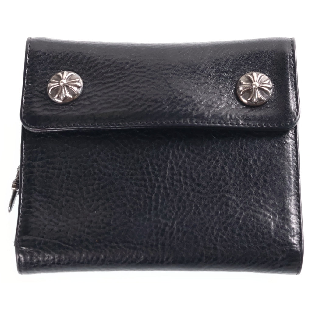 CHROME HEARTS(クロムハーツ) BIG SPOON WALLET ビッグスプーン クロスボタン レザー財布 ウォレット ブラック
