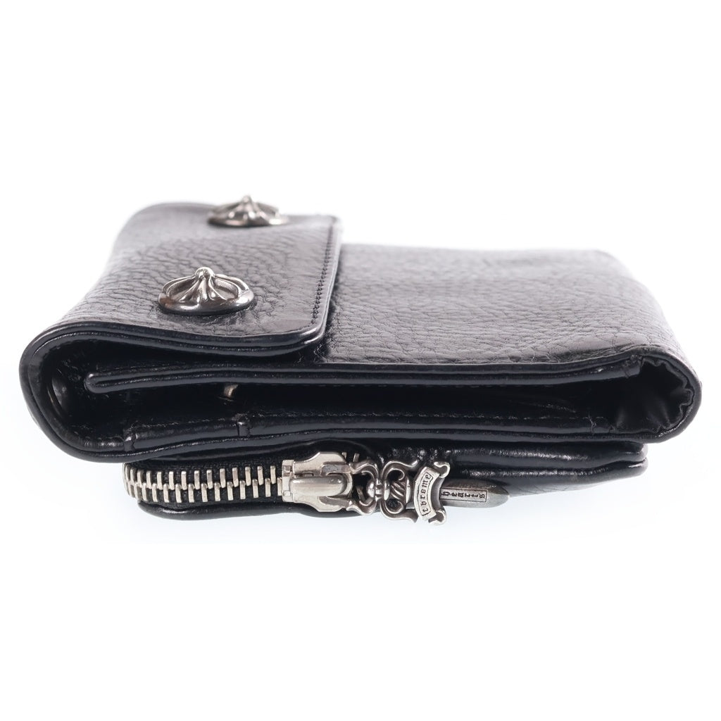 CHROME HEARTS(クロムハーツ) BIG SPOON WALLET ビッグスプーン クロスボタン レザー財布 ウォレット ブラック