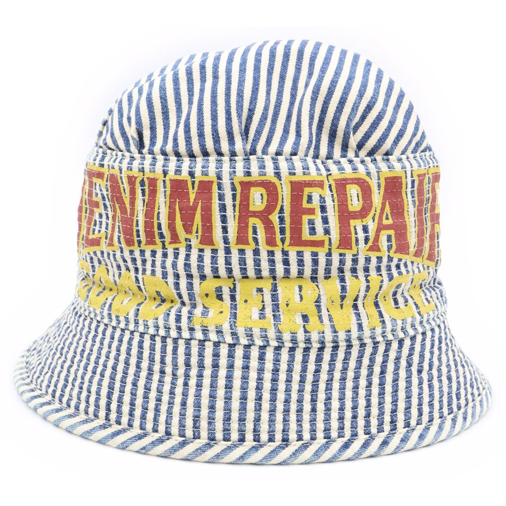 KAPITAL(キャピタル) Hickory Laundry Hat 10ozヒッコリー ランドリーHAT ストライプ柄 バケットハット 帽子 インディゴ/ホワイト EK-1838XH レディース