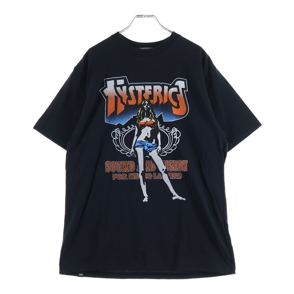 HYSTERIC GLAMOUR(ヒステリックグラマー) BAD ASS MAMA TOUR グラフィックプリント クルーネック 半袖Tシャツ カットソー ブラック 02261CT04