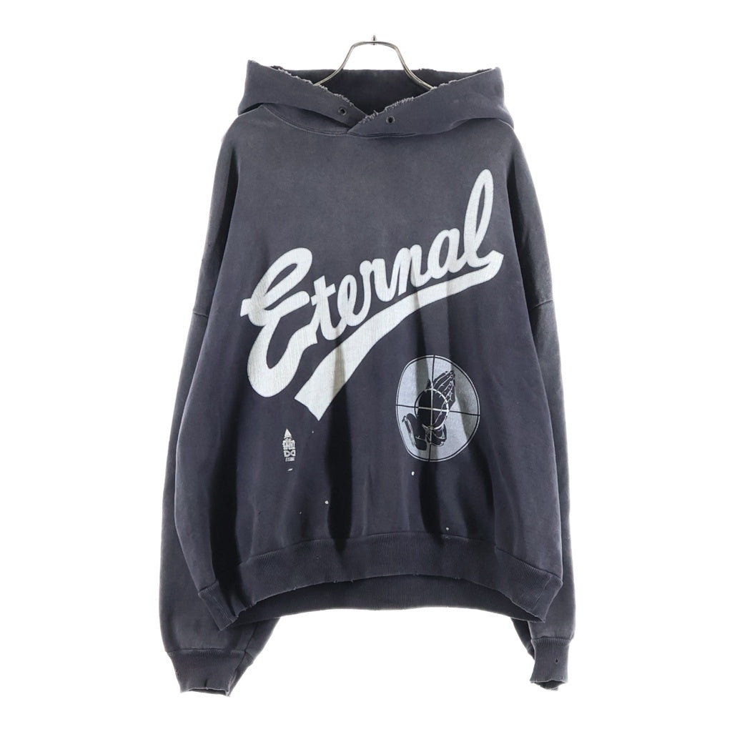 SAINT MICHAEL(セントマイケル) 25SS ×FEAR SNT OF GOD FG_HOODIE フィアオブゴッド VINTAGE加工 両面プリント スウェット プルオーバーパーカー グレー SM-HR8-0000-C03