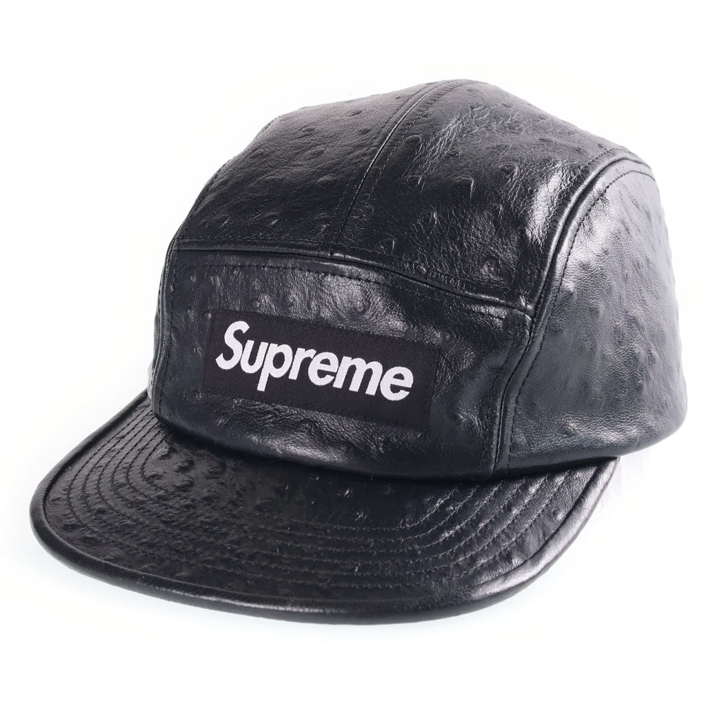 SUPREME(シュプリーム) 26SS Ostrich Embossed Leather GORE-TEX Camp Cap エンボス レザーゴアテックス キャンプキャップ 帽子 ブラック