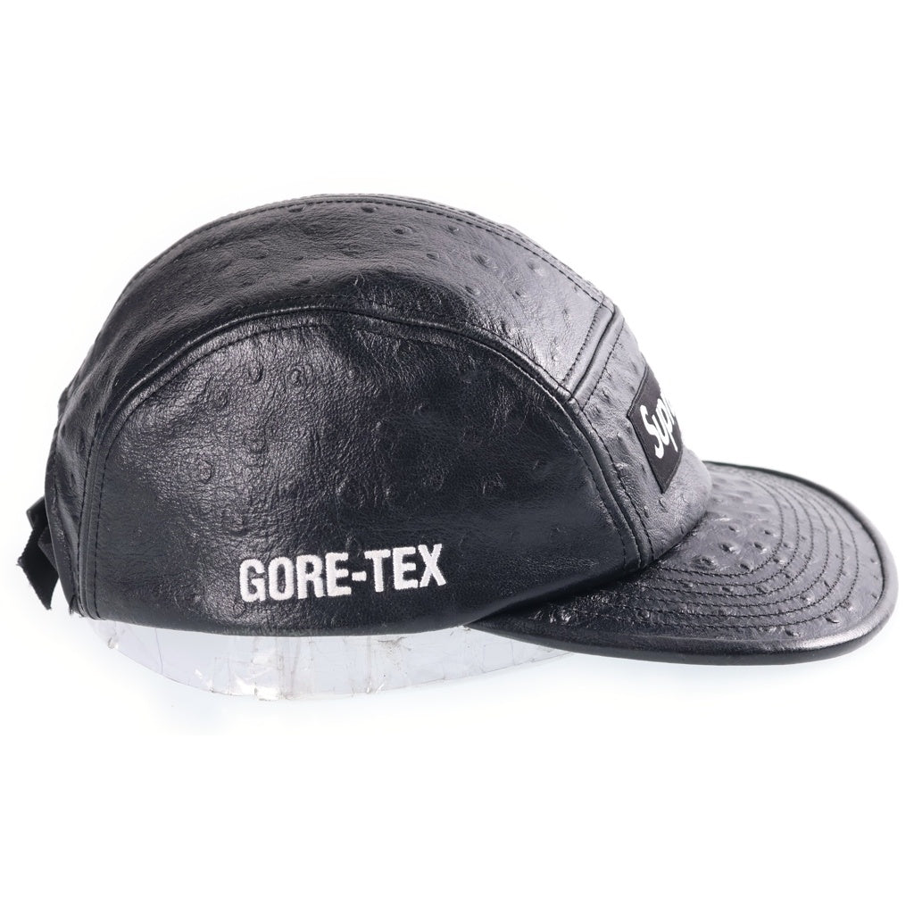 SUPREME(シュプリーム) 26SS Ostrich Embossed Leather GORE-TEX Camp Cap エンボス レザーゴアテックス キャンプキャップ 帽子 ブラック