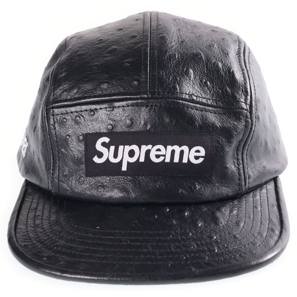 SUPREME(シュプリーム) 26SS Ostrich Embossed Leather GORE-TEX Camp Cap エンボス レザーゴアテックス キャンプキャップ 帽子 ブラック
