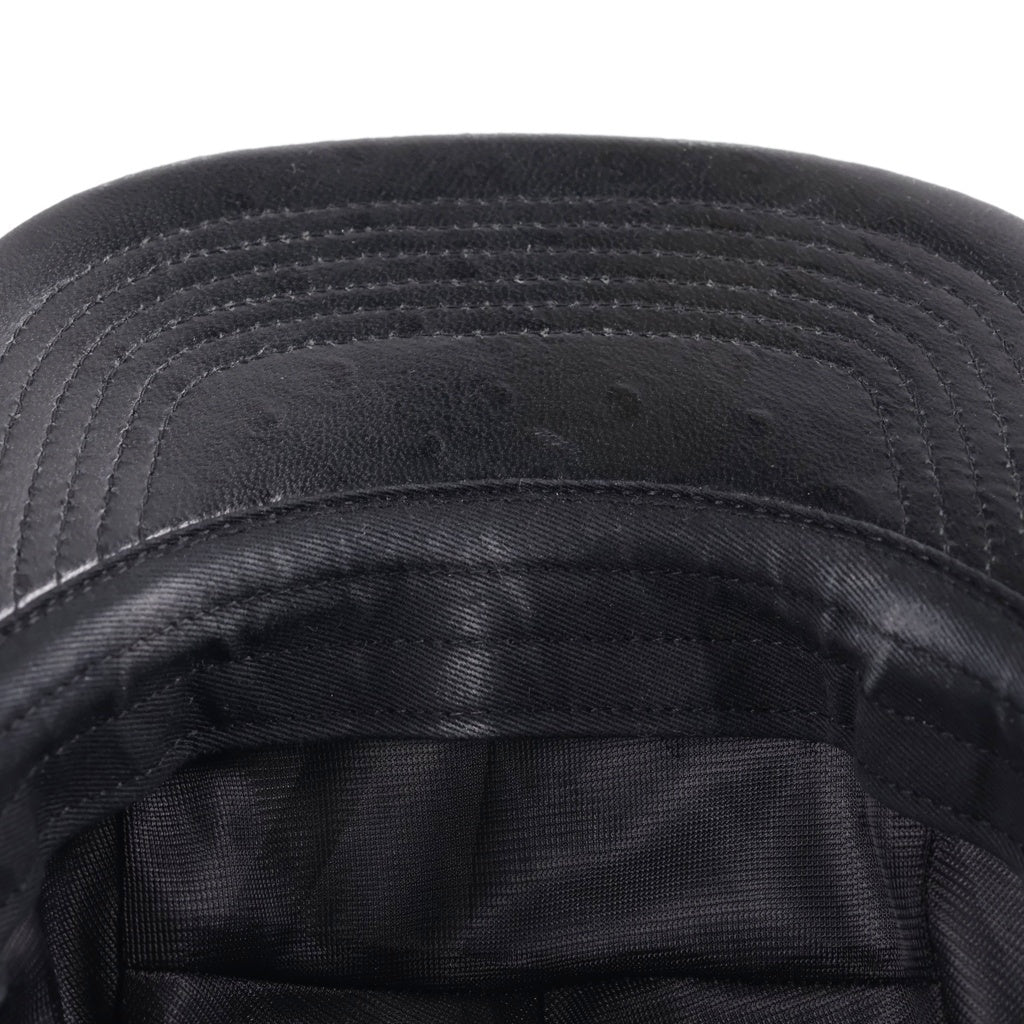 SUPREME(シュプリーム) 26SS Ostrich Embossed Leather GORE-TEX Camp Cap エンボス レザーゴアテックス キャンプキャップ 帽子 ブラック