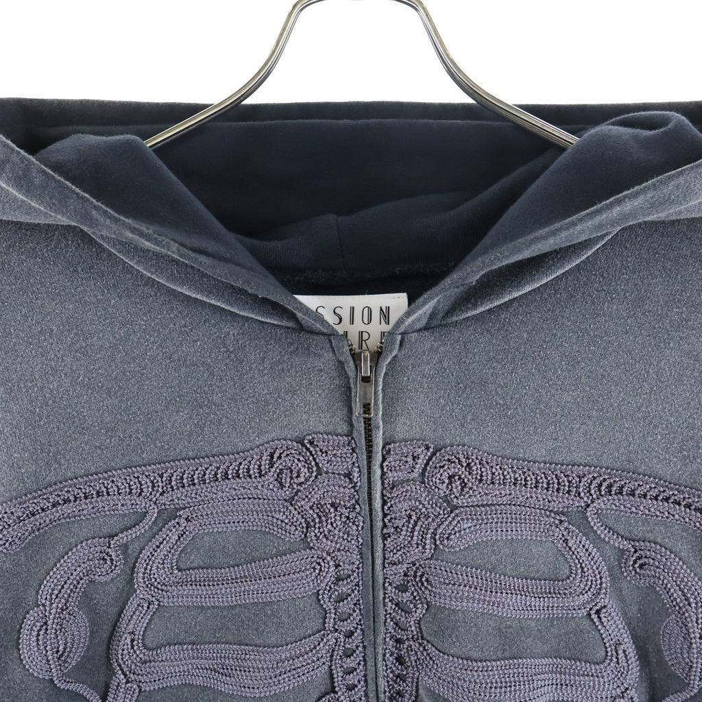 el conductorH(コンダクター) ZIP HOODIE スカルコード刺繍 ジップアップ スウェットパーカー フーディ ネイビー PD24ME01N