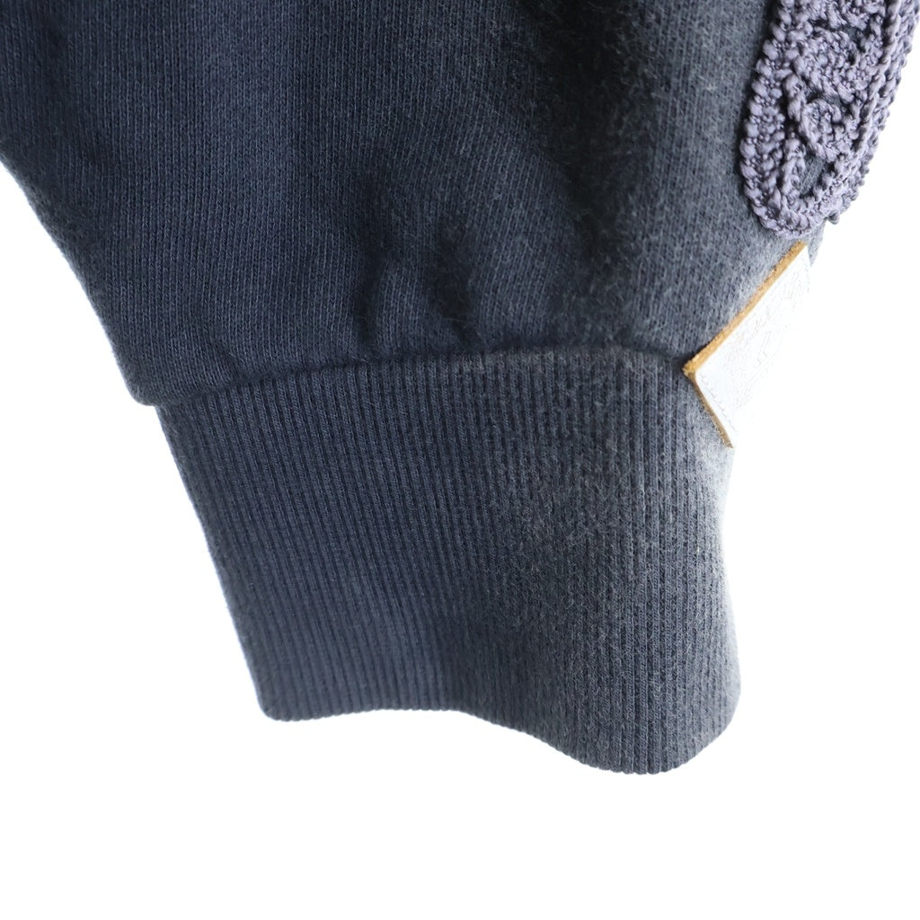 el conductorH(コンダクター) ZIP HOODIE スカルコード刺繍 ジップアップ スウェットパーカー フーディ ネイビー PD24ME01N