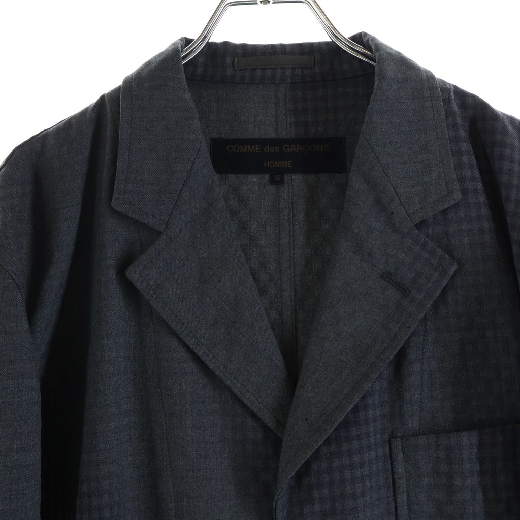 COMME des GARCONS HOMME(コムデギャルソンオム) 98AW 田中オム チェック柄 ノッチドラペル 3B シングルテーラードジャケット グレー AD1998 HJ-04006M