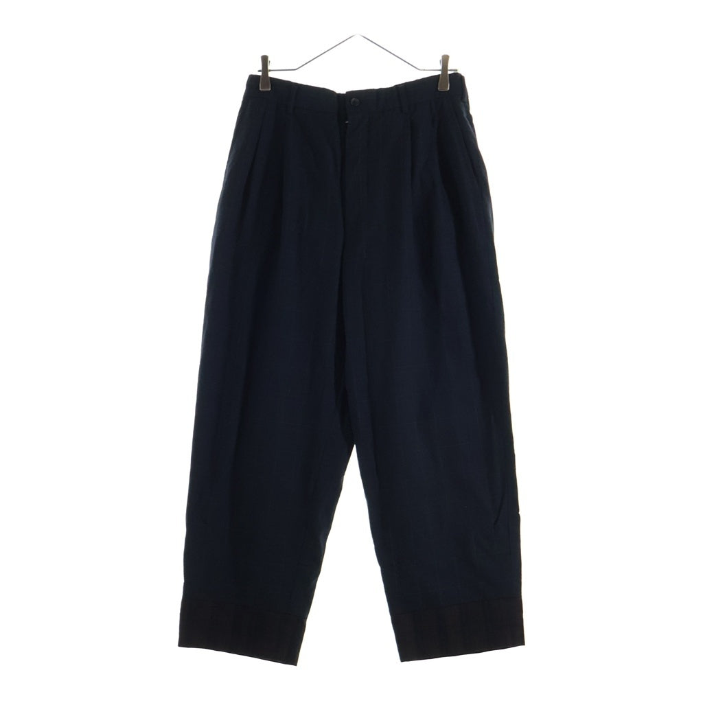 COMME des GARCONS HOMME(コムデギャルソンオム) 97SS 田中オム 裾チェック柄切り替え スラックスパンツ ネイビー AD1996 HP-10033L