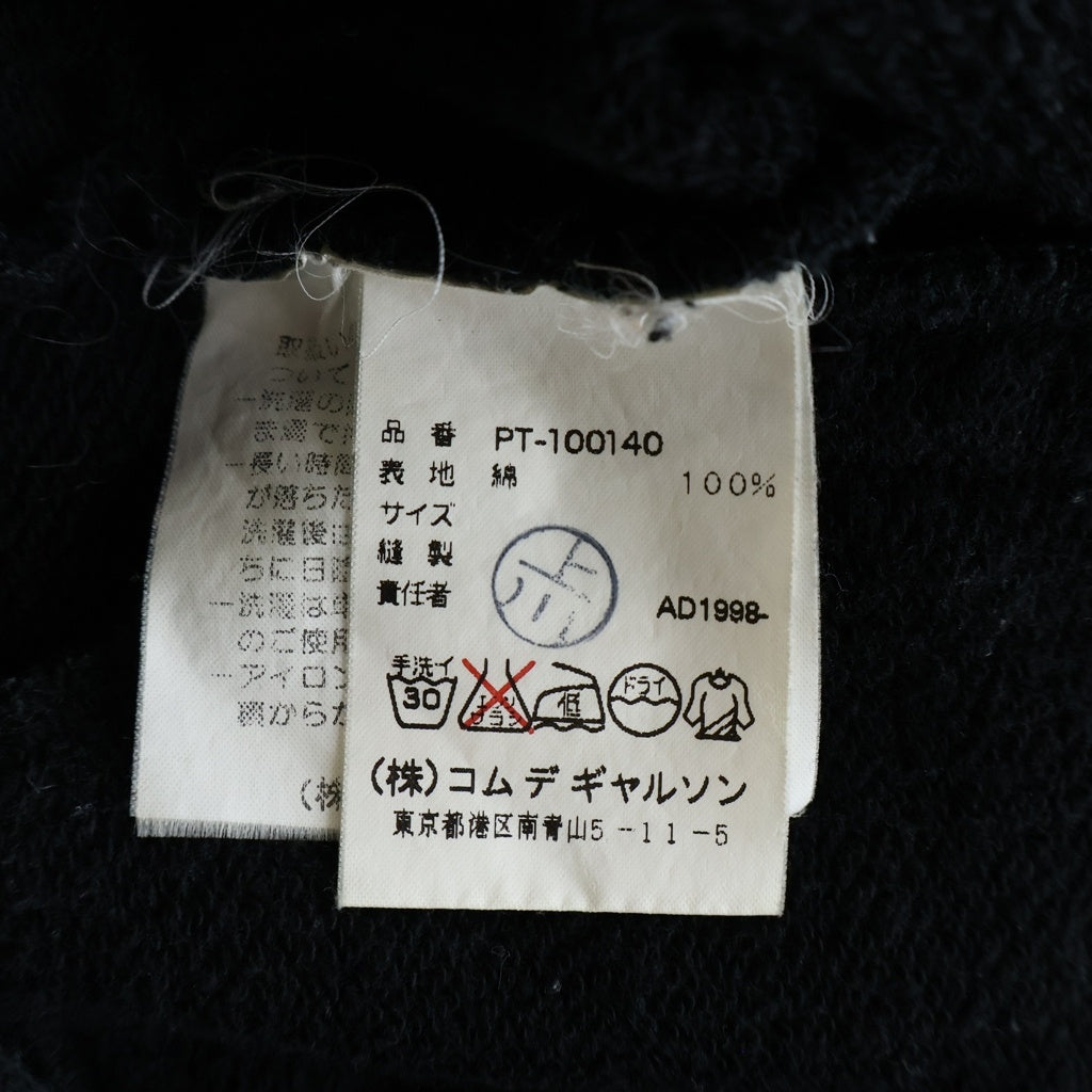 COMME des GARCONS HOMME PLUS(コムデギャルソンオムプリュス) 99SS 田中オム ショールカラー ジップアップ スウェットトレーナー ブラック AD1998 PT-100140