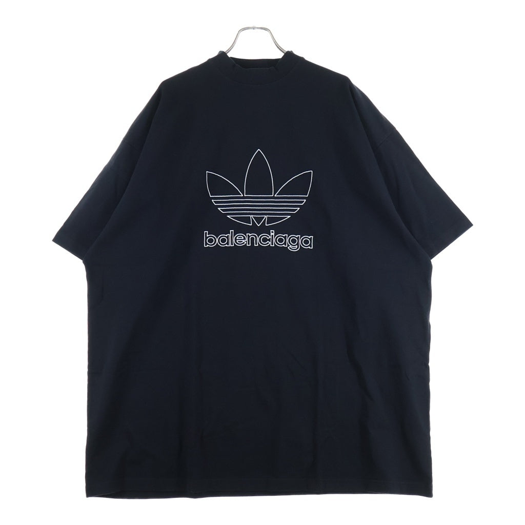 BALENCIAGA(バレンシアガ) ADIDAS Over Size Tee × アディダス フロント ロゴ刺繍 オーバーサイズ 半袖Tシャツ カットソー ブラック 723976 TNVN8 1070