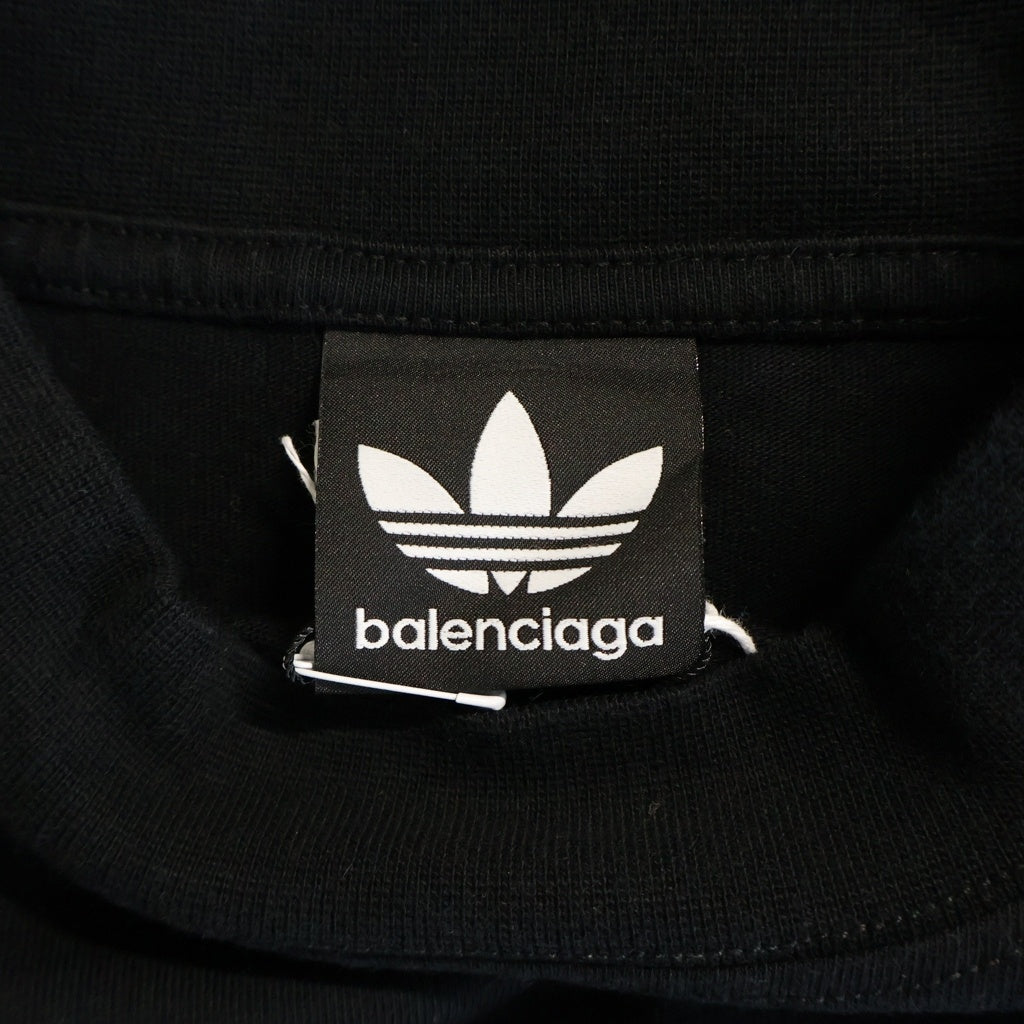BALENCIAGA(バレンシアガ) ADIDAS Over Size Tee × アディダス フロント ロゴ刺繍 オーバーサイズ 半袖Tシャツ カットソー ブラック 723976 TNVN8 1070