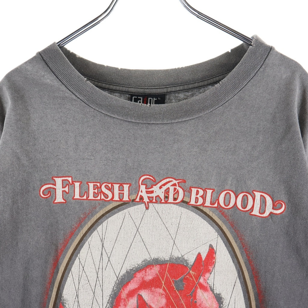 SAINT MICHAEL(セントマイケル) 23SS DEVIL SHORT SLEEVE T-SHIRT ヴィンテージ加工デビルプリント半袖Tシャツ カットソー グレー SM-S23-0000-002