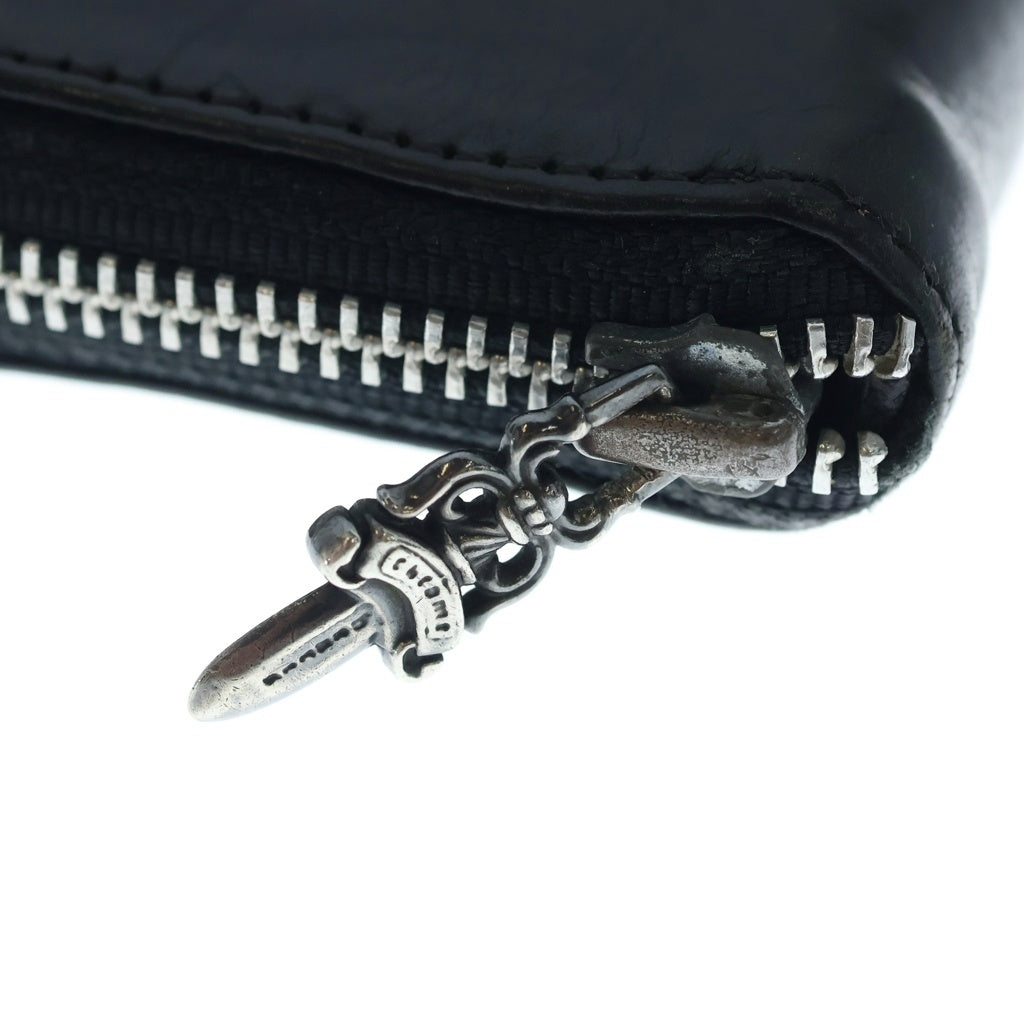CHROME HEARTS(クロムハーツ) REC F ZIP PLANE プレーン ラウンドジップ レザー ブラック