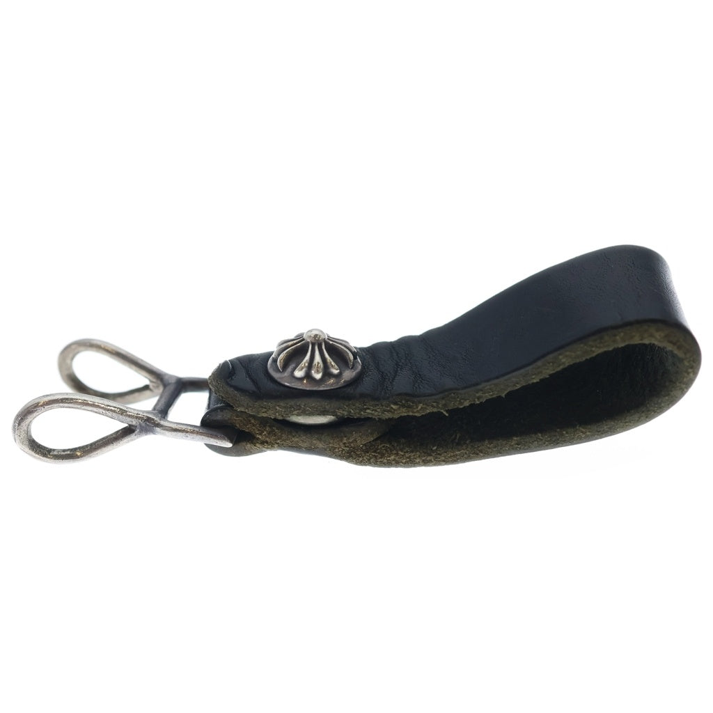 CHROME HEARTS(クロムハーツ) BELT LOOP クロスボールボタンレザーベルトループ シルバー/ブラック BCA397