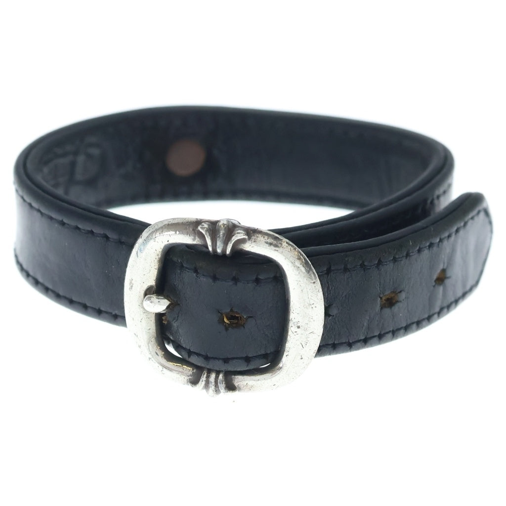 CHROME HEARTS(クロムハーツ) GUNSLINGER ガンスリンガー クロスボール レザーブレスレット ブラック/シルバー BCA146