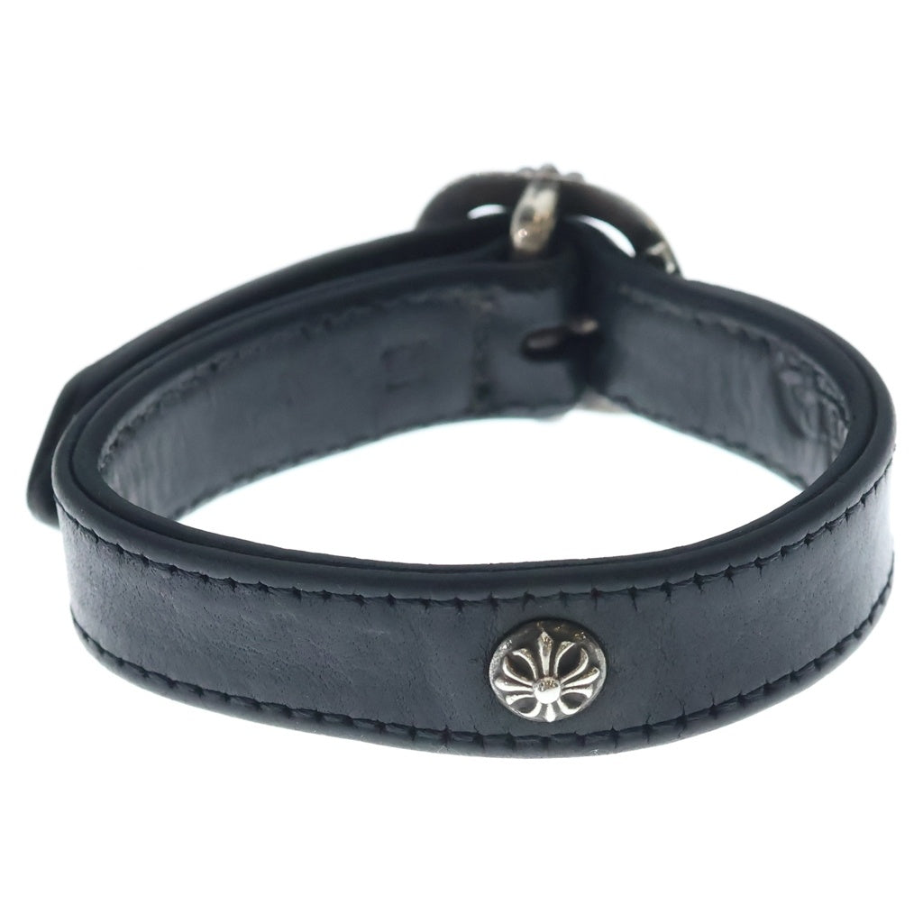 CHROME HEARTS(クロムハーツ) GUNSLINGER ガンスリンガー クロスボール レザーブレスレット ブラック/シルバー BCA146