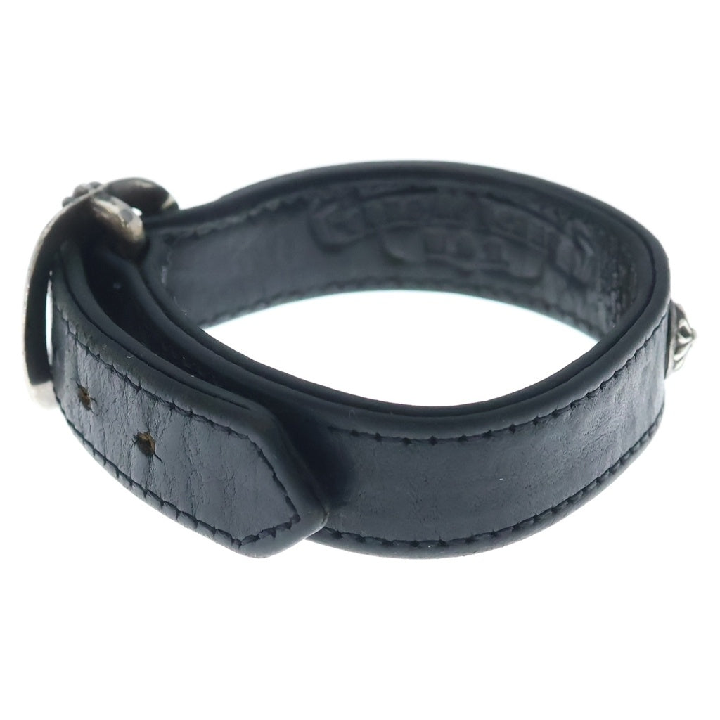 CHROME HEARTS(クロムハーツ) GUNSLINGER ガンスリンガー クロスボール レザーブレスレット ブラック/シルバー BCA146