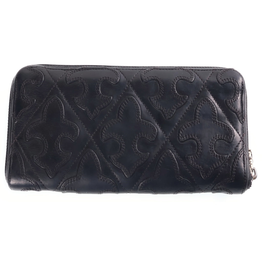 CHROME HEARTS(クロムハーツ) REC F ZIP QUILTED WALLET セメタリーフレアパッチ キルテッド レザーウォレット ブラック