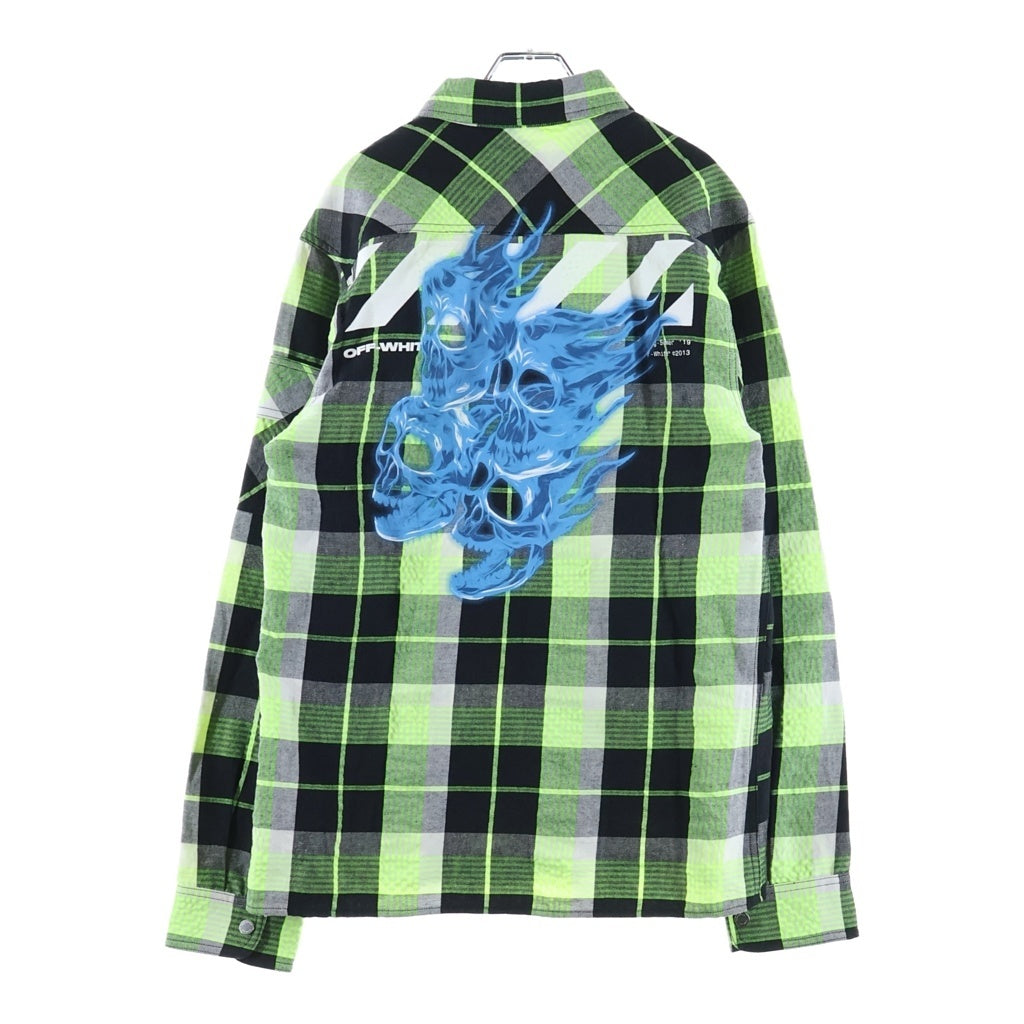 OFF-WHITE(オフホワイト) 19SS Diag Zip Check Shirt ダイアグ ジップ チェック 長袖シャツ グリーン/ブラック OMGA077S19D21017