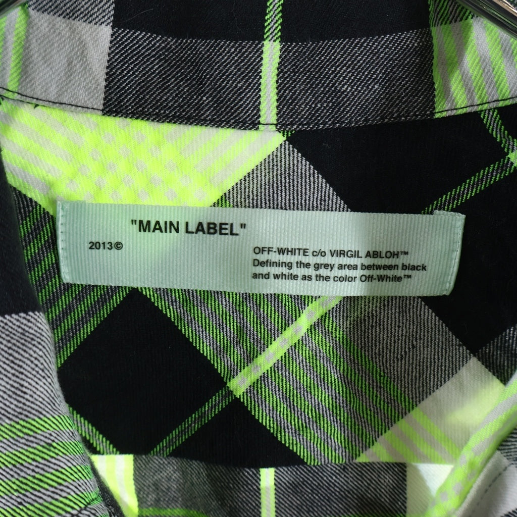 OFF-WHITE(オフホワイト) 19SS Diag Zip Check Shirt ダイアグ ジップ チェック 長袖シャツ グリーン/ブラック OMGA077S19D21017