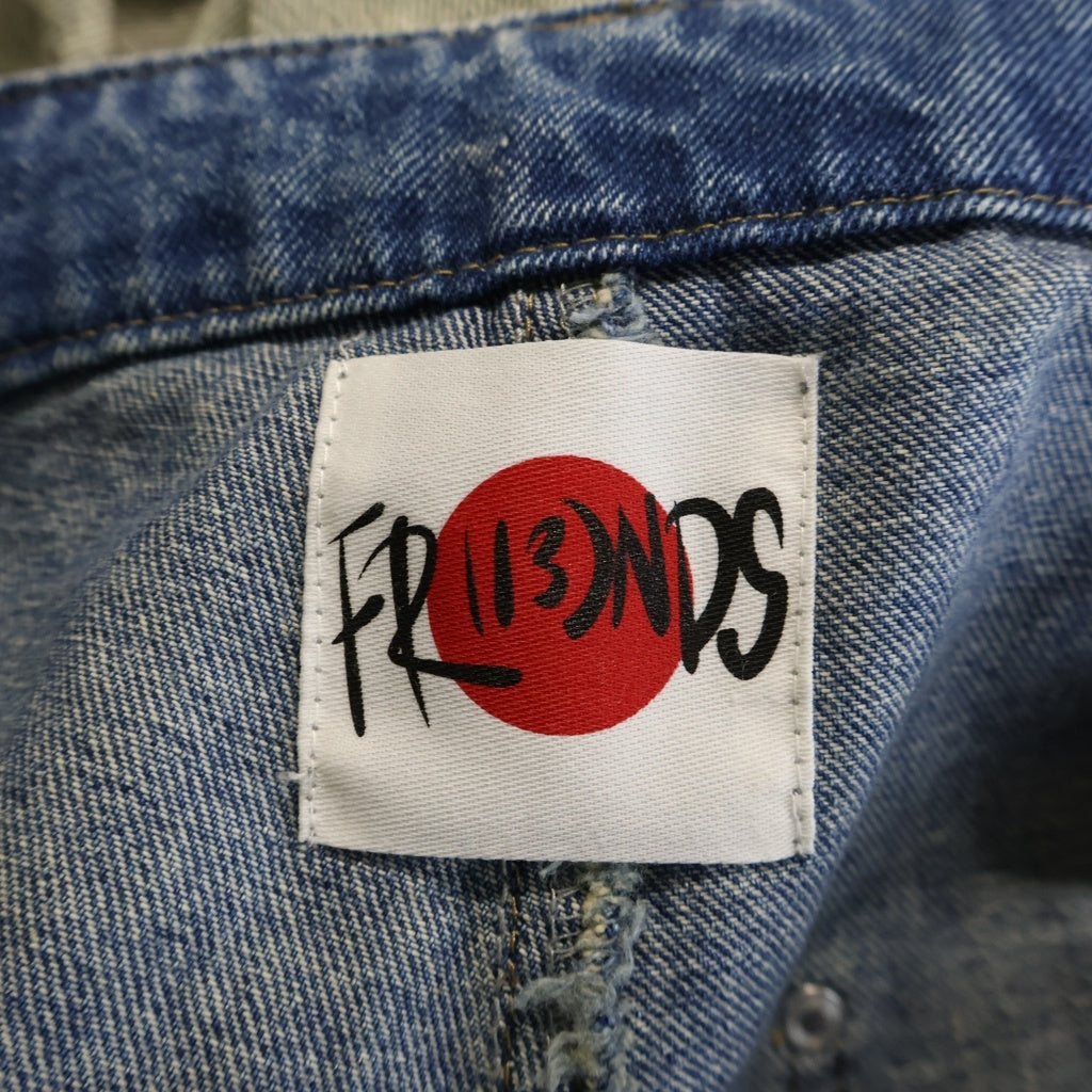 FR(13)NDS(フレンズ) BUGGY DENIM ダメージ加工 ジップフライ バギーデニムパンツ インディゴブルー 250913-1-RF
