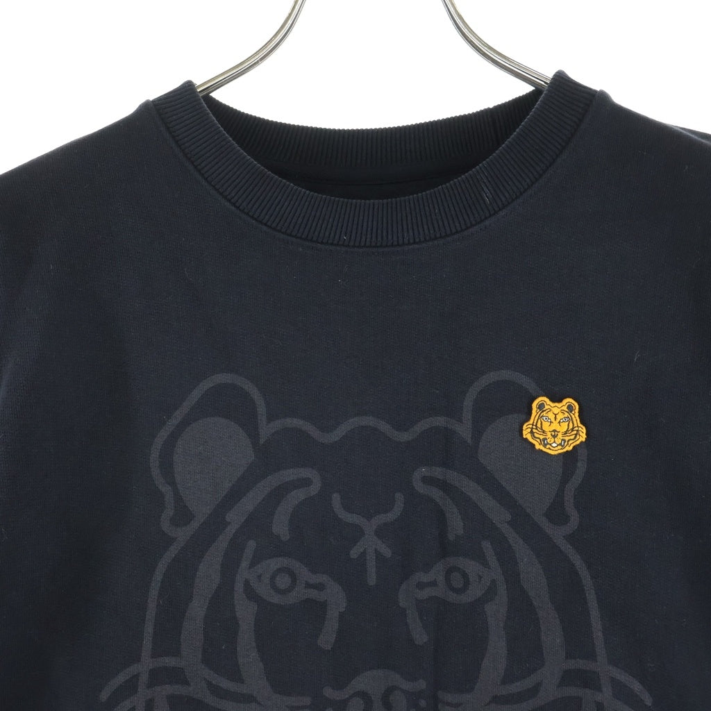 KENZO(ケンゾー) K-TIGER SWETSHIRTS タイガーロゴワッペン クルーネック 長袖スウェット トレーナー ブラック FB65SW0054MO
