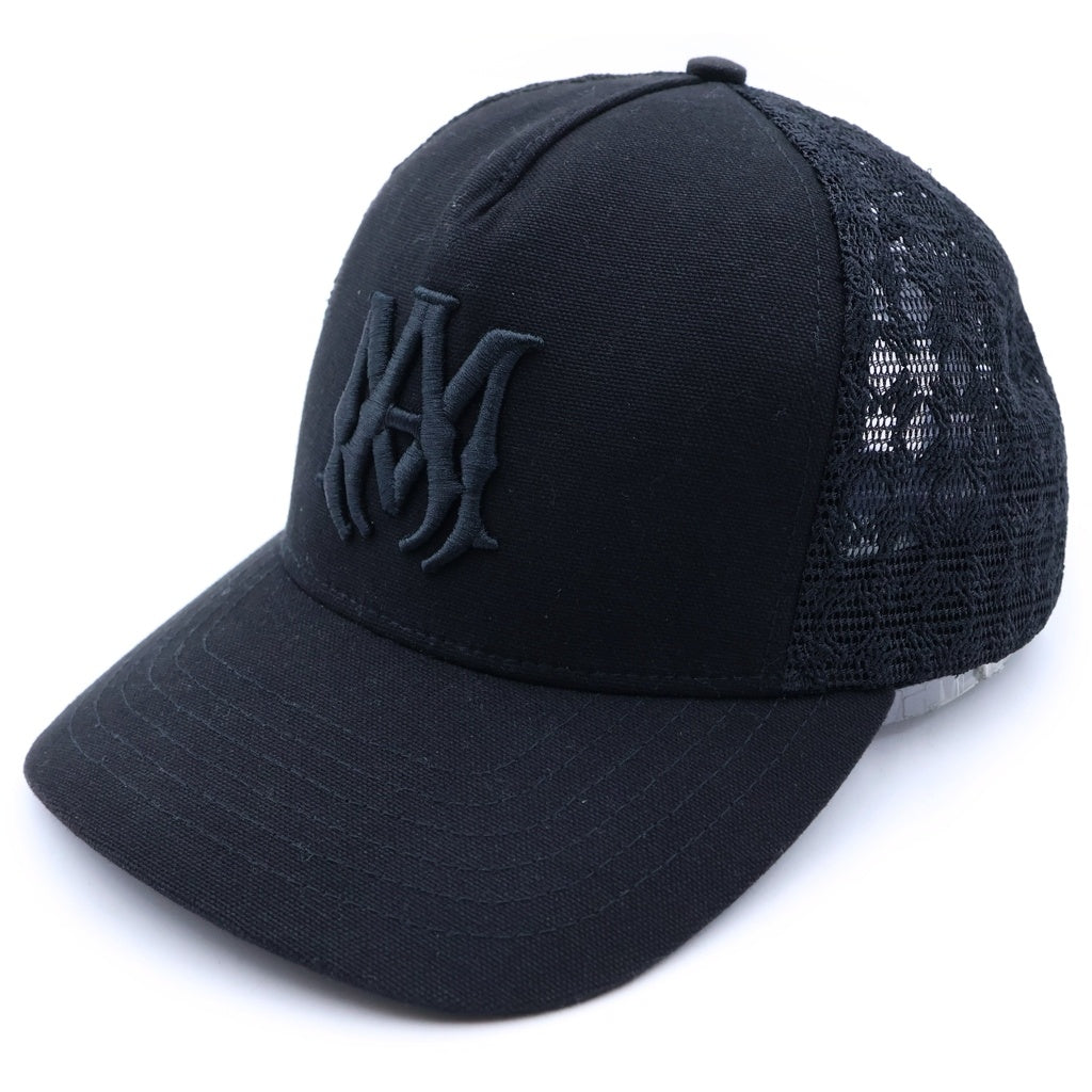 AMIRI(アミリ) MA FULL CANVAS HAT ロゴ刺繍 トラッカーメッシュキャップ ブラック AM326HE001