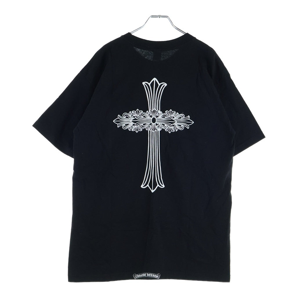 CHROME HEARTS(クロムハーツ) OLD FLORAL CROSS S/S TEE バックフローラルクロスプリント クルーネック半袖Tシャツカットソー ブラック