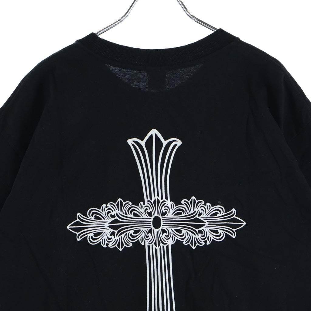 CHROME HEARTS(クロムハーツ) OLD FLORAL CROSS S/S TEE バックフローラルクロスプリント クルーネック半袖Tシャツカットソー ブラック