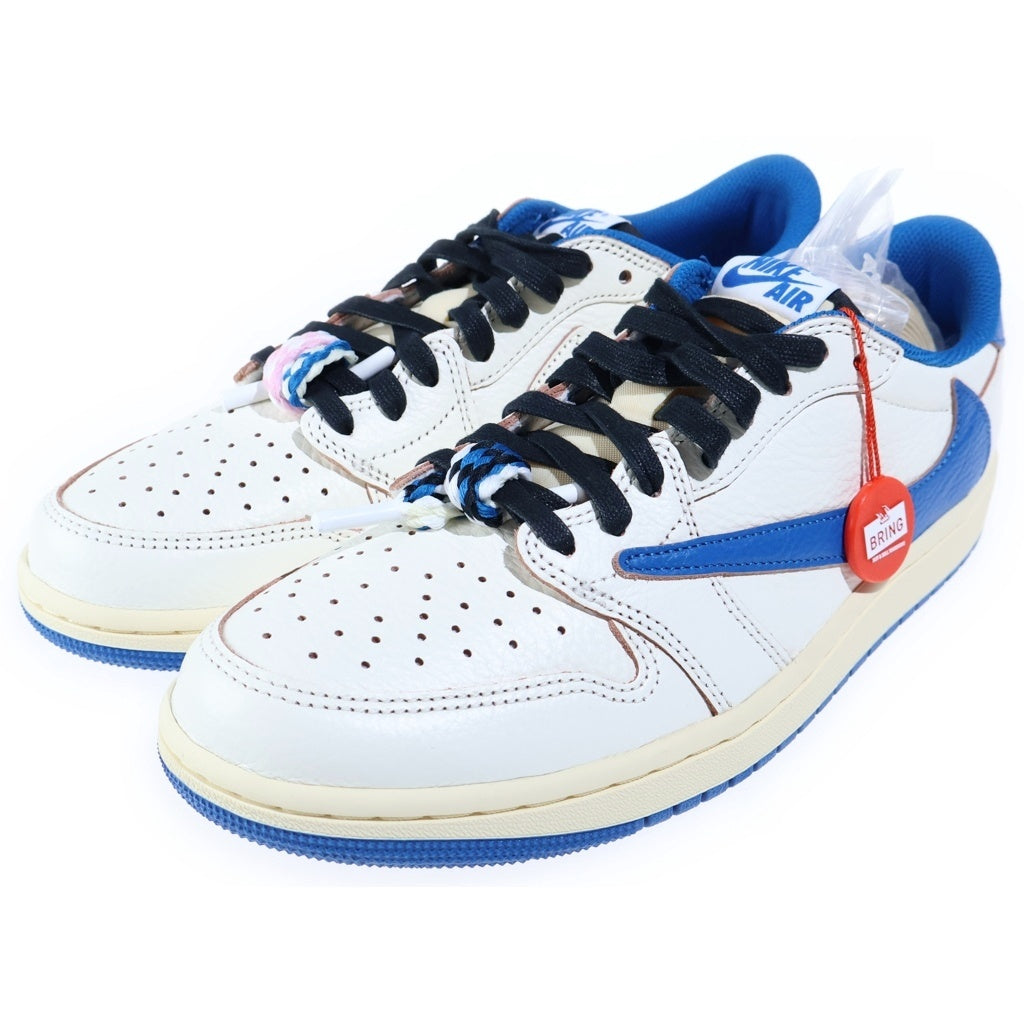 NIKE(ナイキ) ×TRAVIS SCOTT FRAGMENT DESIGN AIR JORDAN LOW トラヴィススコット フラグメント エアジョーダン 1 ローカットスニーカー ホワイト/ブルー US9.5/27.5cm DM7866-104