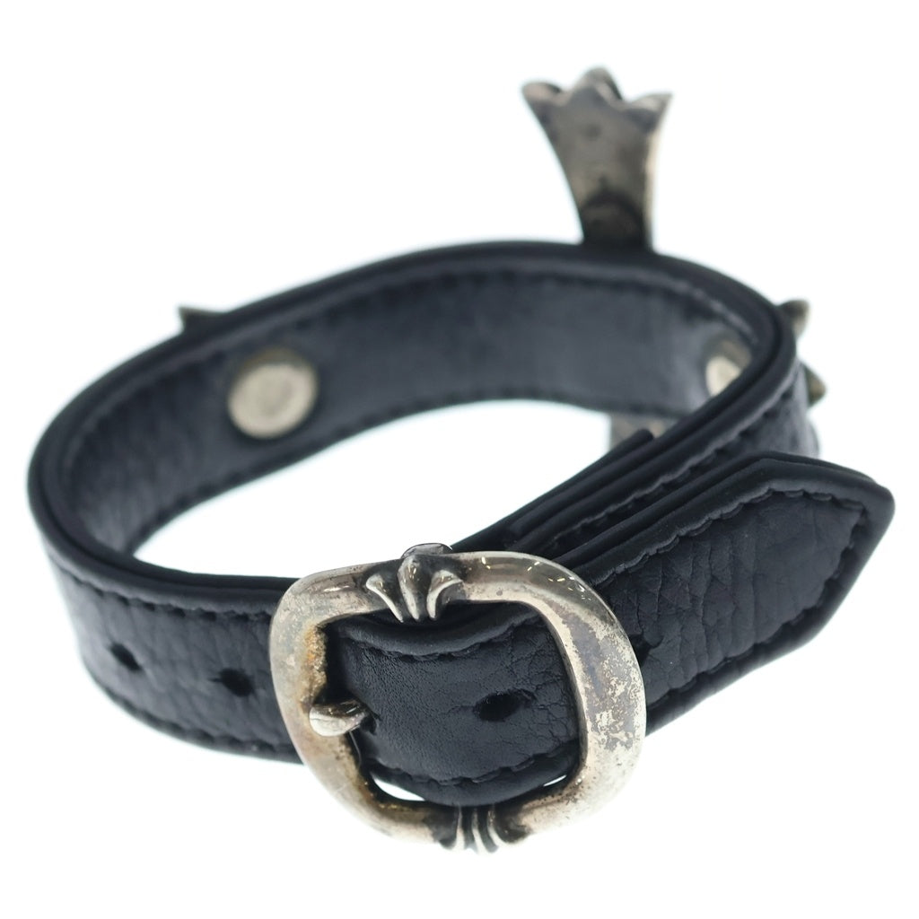 CHROME HEARTS(クロムハーツ) GUNSLINGER ガンスリンガー ラージクロス レザーブレスレット シルバー/ブラック
